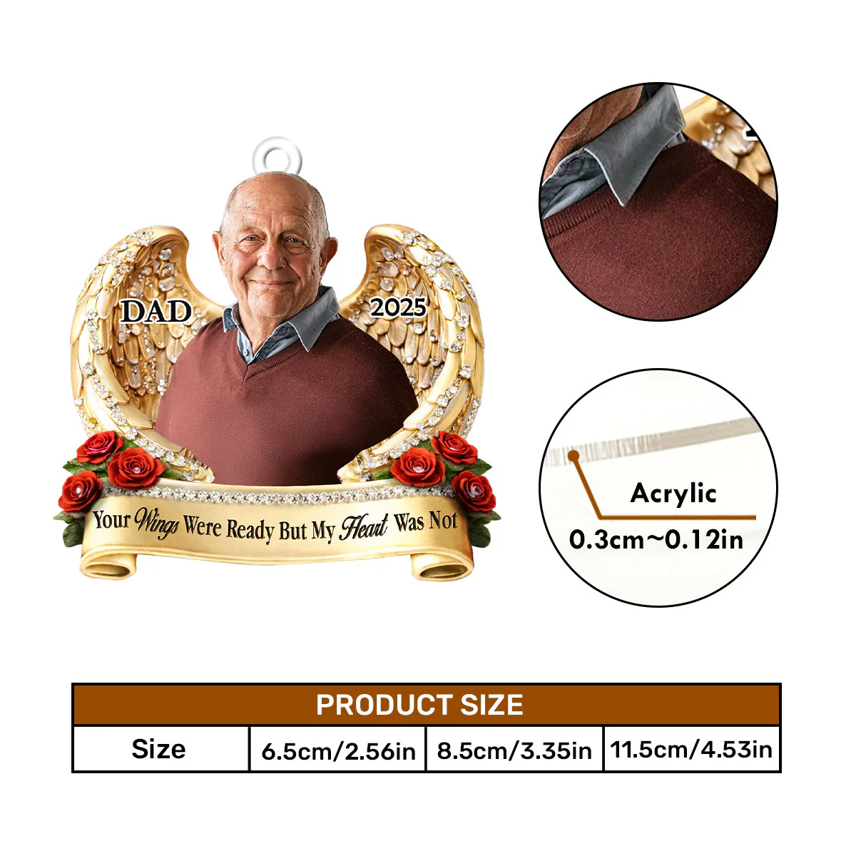 Your Wings Were Ready But My Heart Was Not - Personalized Car Acrylic Hanging Ornament - Image 5