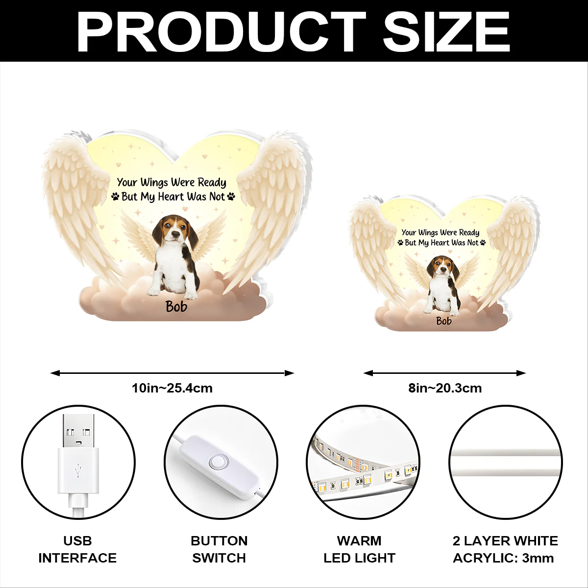 Your Wings Were Ready But My Heart Was Not - Personalized Light Box - Image 6