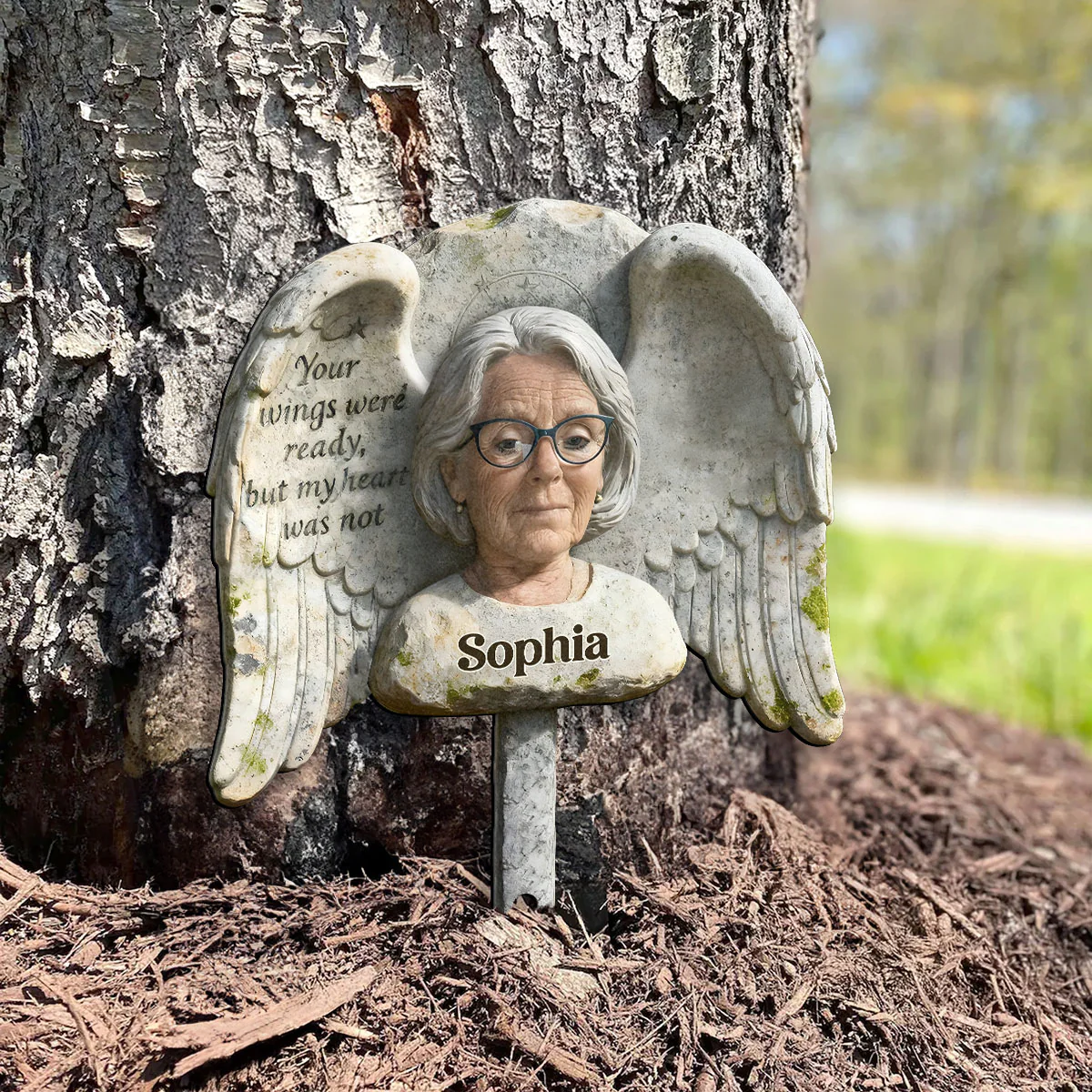 Your Wings Were Ready But My Heart Was Not - Personalized Metal Garden Stake - Image 5