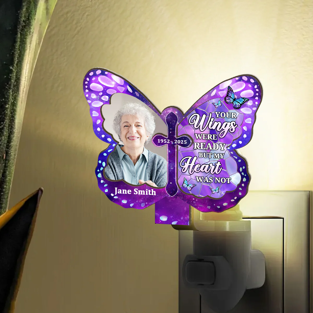 Your Wings Were Ready But My Heart Was Not - Personalized Plug-in Night Light - Image 3