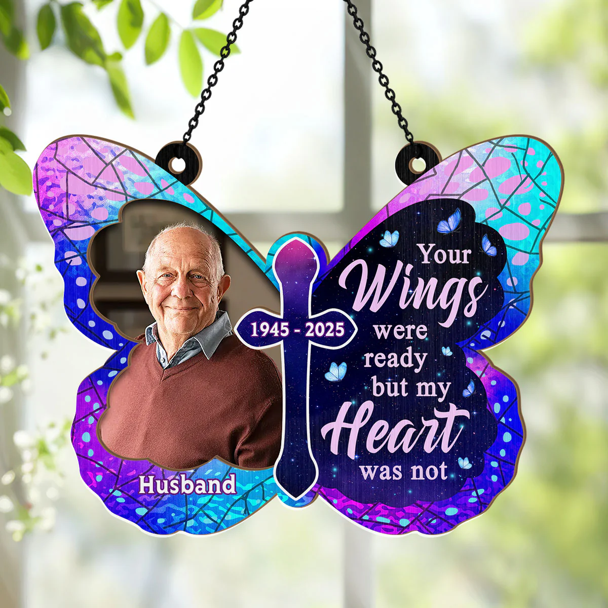Your Wings Were Ready But My Heart Was Not - Personalized Window Hanging Suncatcher - Image 4