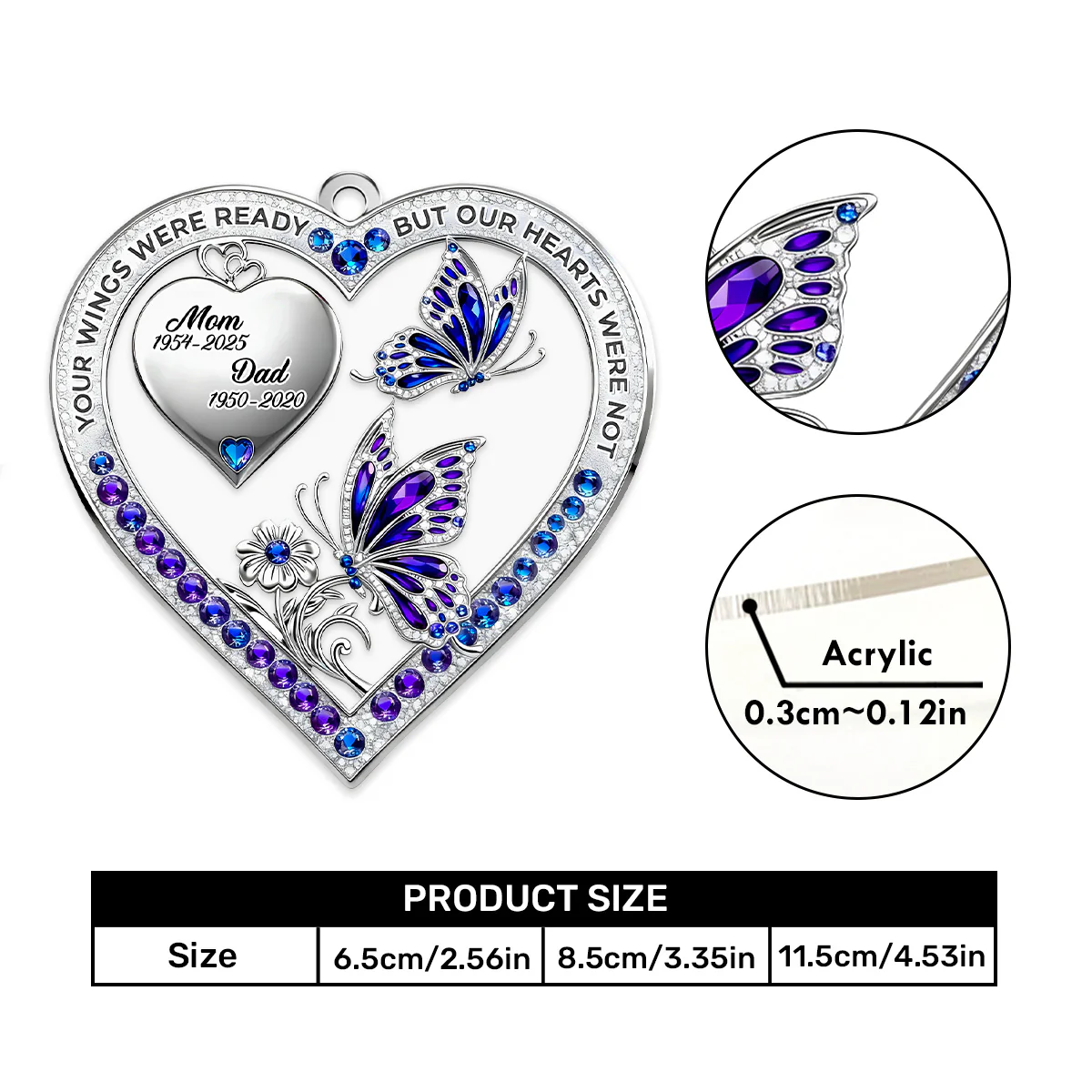 Your Wings Were Ready - Personalized Car Acrylic Hanging Ornament - Image 5