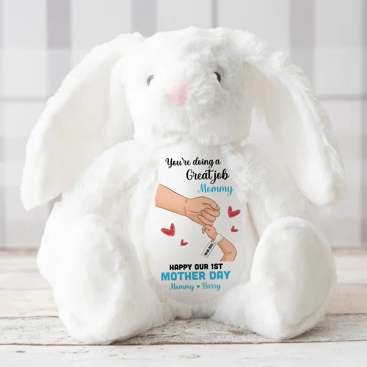 You're Doing A Great Job Mommy Bunny - Personalized Stuffed Bunny - Image 3