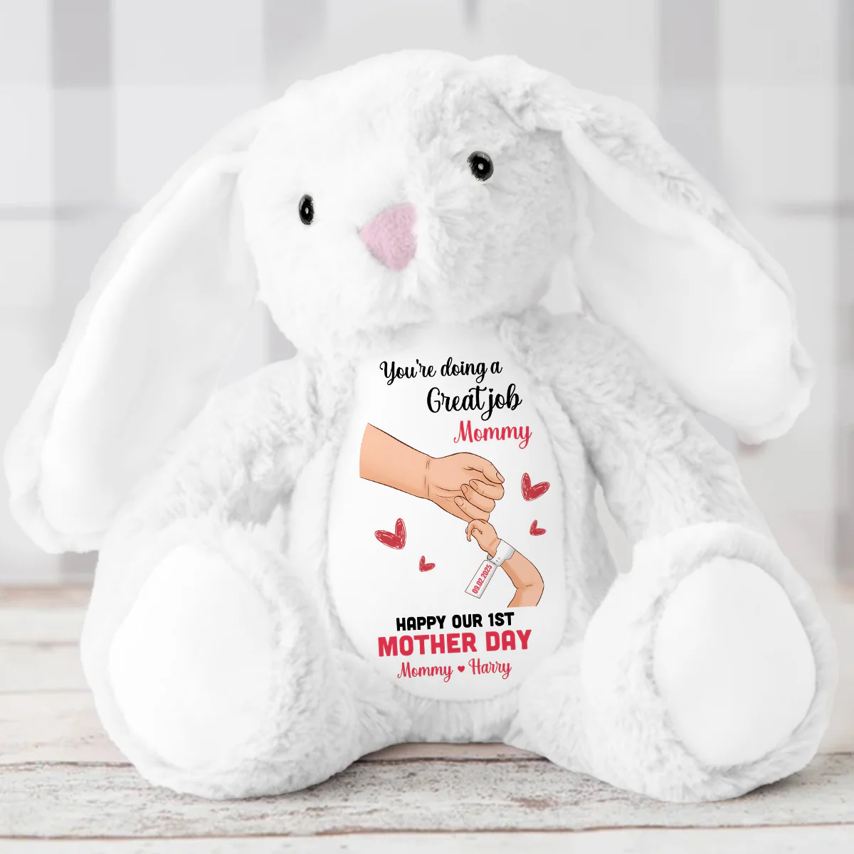 You're Doing A Great Job Mommy Bunny - Personalized Stuffed Bunny - Image 5