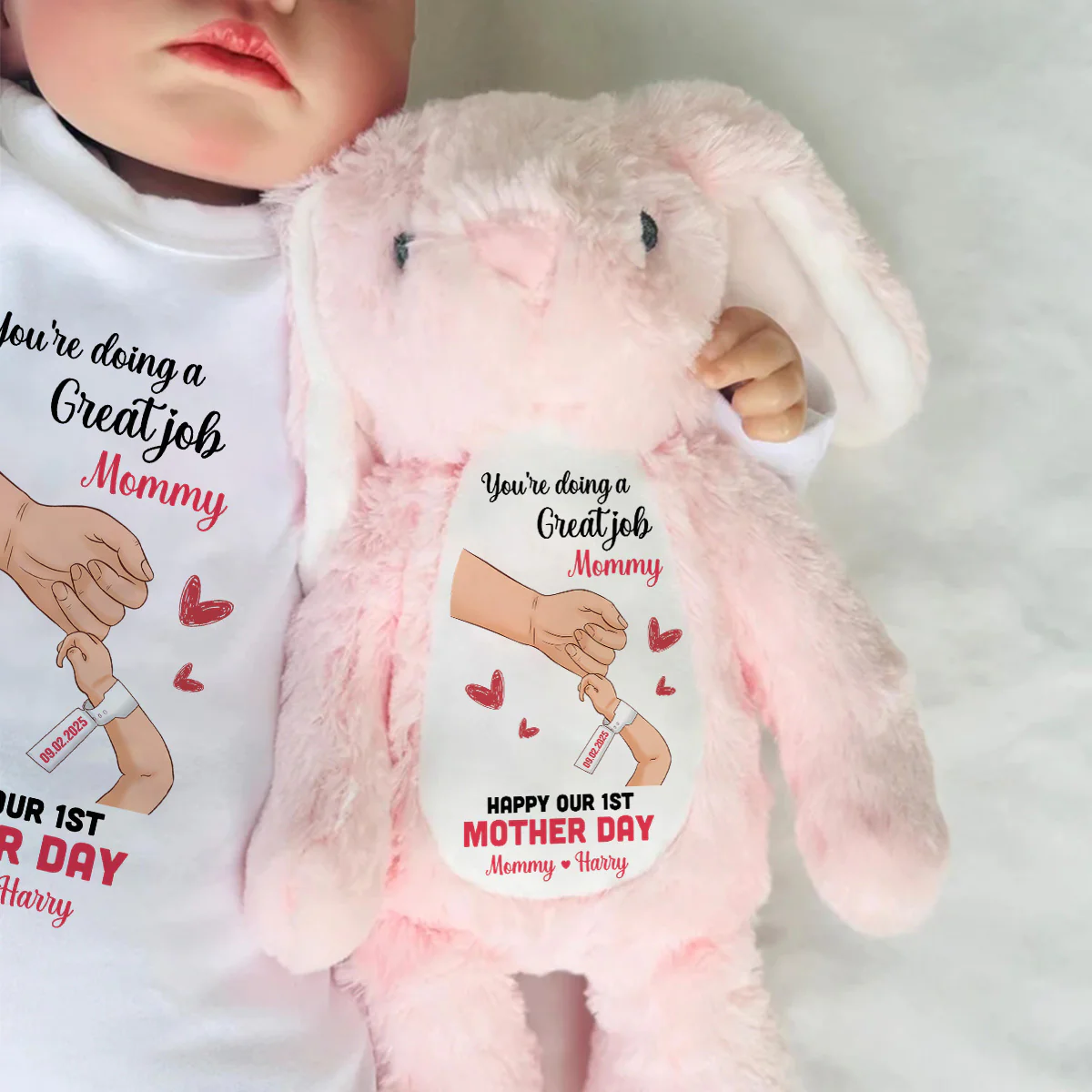 You're Doing A Great Job Mommy Bunny - Personalized Stuffed Bunny - Image 6